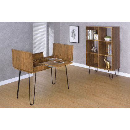 Coaster - Sheeran Writing Desk With 4 Hidden Storages in Rustic Amber