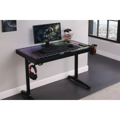 Coaster - Avoca Tempered Glass Top Gaming Desk in Black