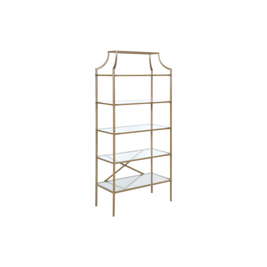 Coaster - 5-Tier Tempered Glass Shelves Bookcase in Matte Gold