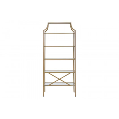 Coaster - 5-Tier Tempered Glass Shelves Bookcase in Matte Gold