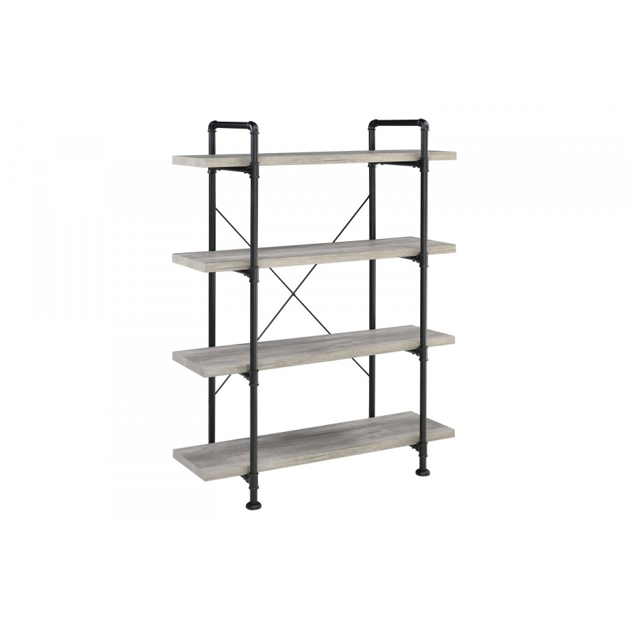 Coaster - Delray 4-Tier Open Shelving Bookcase in Gray Driftwood/Black
