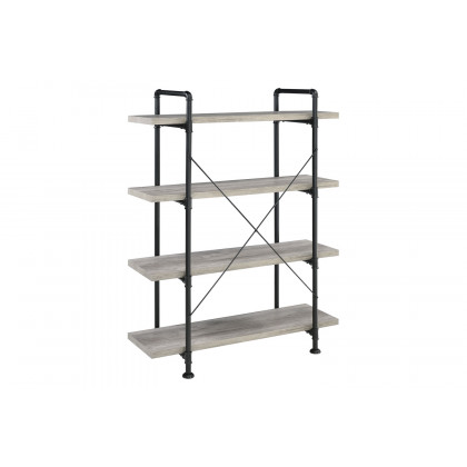 Coaster - Delray 4-Tier Open Shelving Bookcase in Gray Driftwood/Black