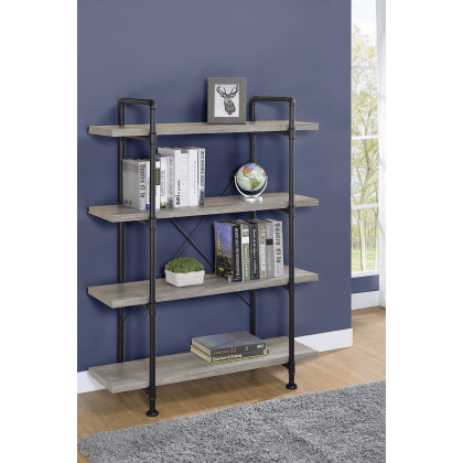 Coaster - Delray 4-Tier Open Shelving Bookcase in Gray Driftwood/Black