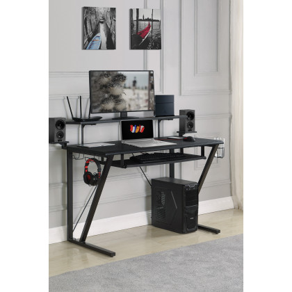 Coaster - Tech Spec Gaming Desk With Cup Holder in Gunmetal