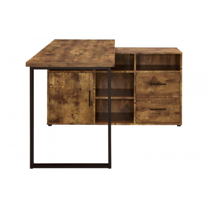 Coaster Hertford L-Shape Office Desk with Storage - Antique Nutmeg
