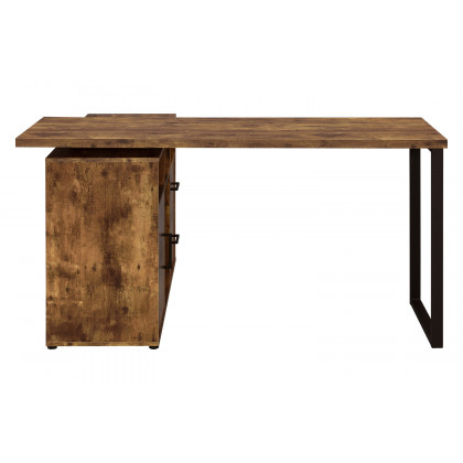 Coaster Hertford L-Shape Office Desk with Storage - Antique Nutmeg