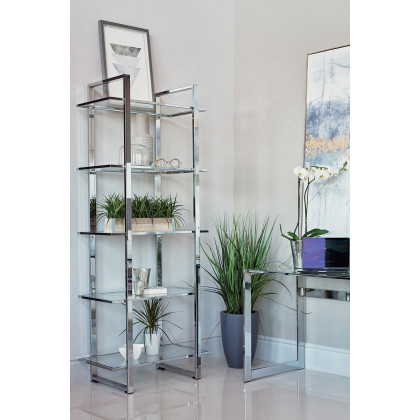 Coaster - Hartford Glass Shelf Bookcase in Chrome