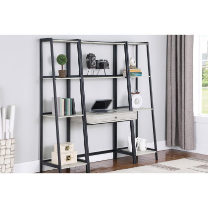 Coaster - Pinckard 3-Piece Ladder Desk Set in Gray Stone Herringbone/Black
