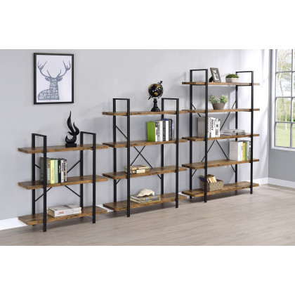Coaster Cole 3-Shelf Bookcase - Antique Nutmeg/Black