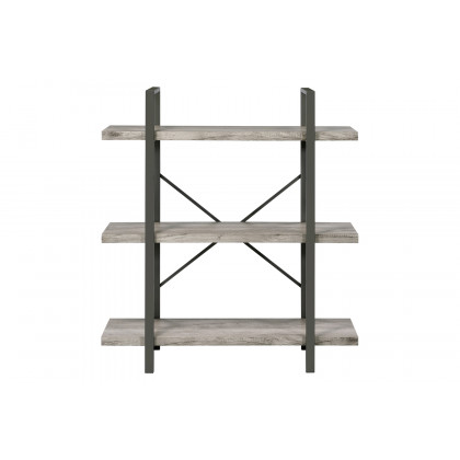 Coaster Cole 3-Shelf Bookcase - Gray Driftwood/Gunmetal