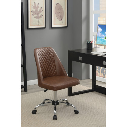 Coaster Upholstered Tufted Back Office Chair - Brown/Chrome