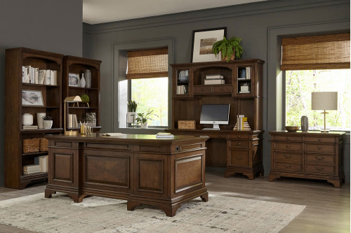 Coaster™ Hartshill Executive Desk With File Cabinets - Burnished Oak