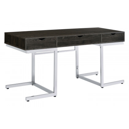 Coaster - Noorvik 3-Drawer Writing Desk in Dark Oak/Chrome