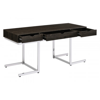 Coaster - Noorvik 3-Drawer Writing Desk in Dark Oak/Chrome