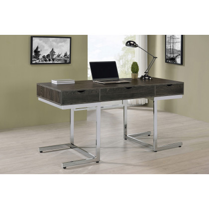 Coaster - Noorvik 3-Drawer Writing Desk in Dark Oak/Chrome