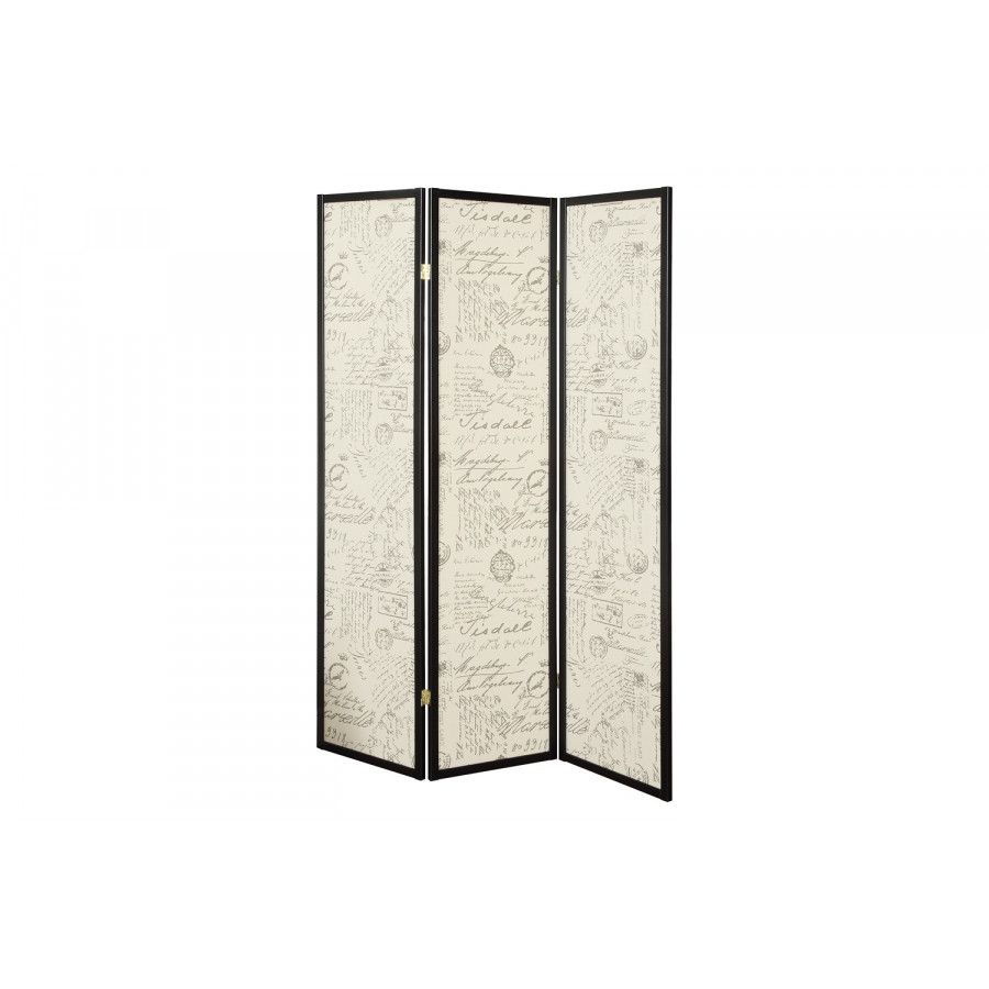 Coaster - 3-Panel French Script Print Folding Screen in Espresso