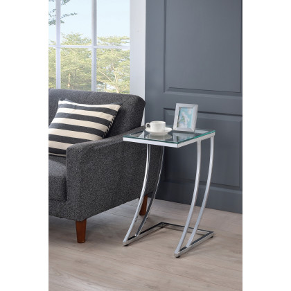 Coaster - Rectangular Top Accent Table in Chrome/Clear