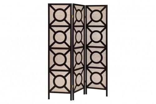 Coaster™ 3-Panel Geometric Folding Screen - Tan/Cappuccino
