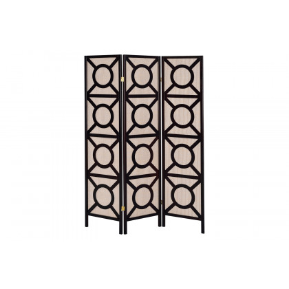 Coaster - 3-Panel Geometric Folding Screen in Tan/Cappuccino