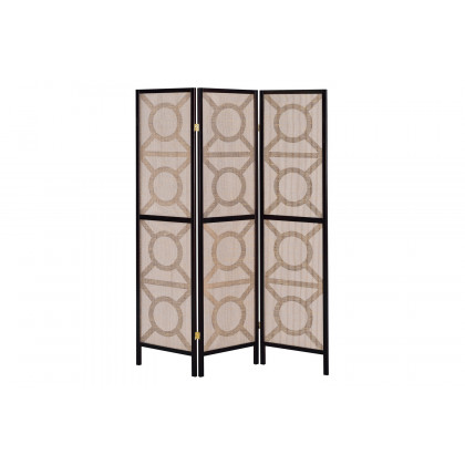 Coaster - 3-Panel Geometric Folding Screen in Tan/Cappuccino