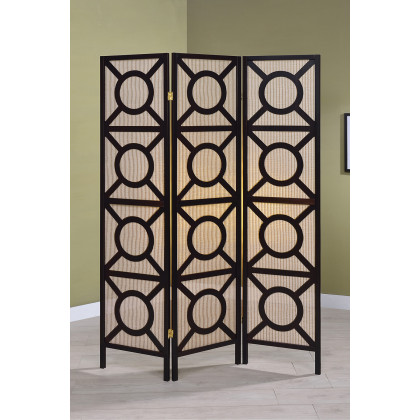 Coaster - 3-Panel Geometric Folding Screen in Tan/Cappuccino