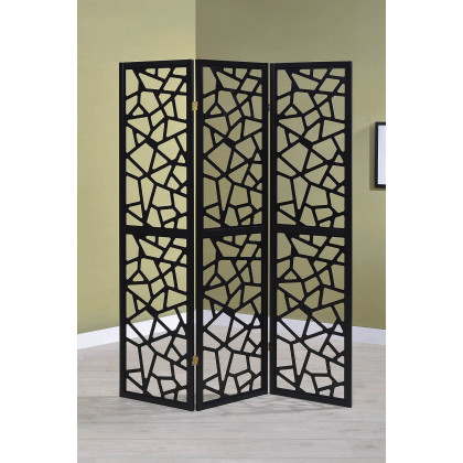 Coaster - 3-Panel Open Mosaic Pattern Room in Divider Black