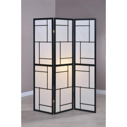 Coaster - 3-Panel Folding Floor Screen in Black/White