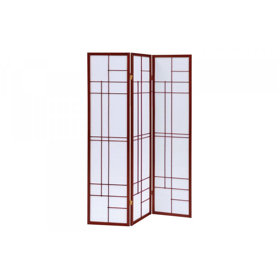 Coaster - 3-Panel Folding Floor Screen in White/Cherry
