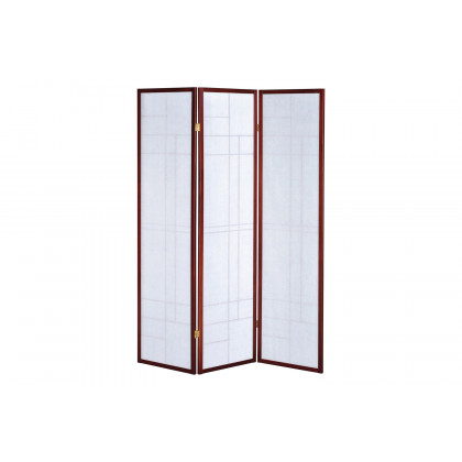 Coaster - 3-Panel Folding Floor Screen in White/Cherry