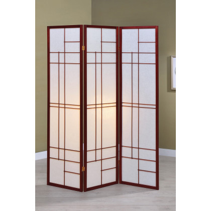 Coaster - 3-Panel Folding Floor Screen in White/Cherry