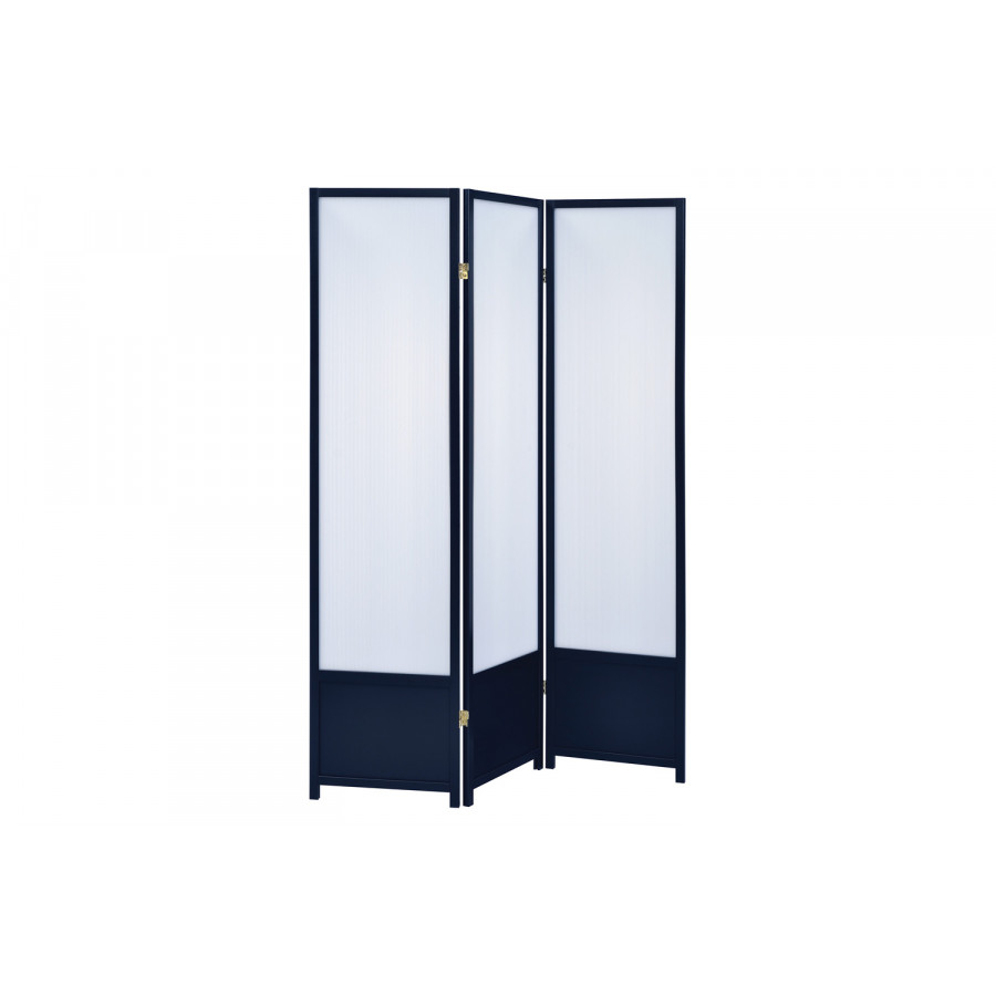 Coaster - 3-Panel Folding Floor Screen in Translucent/Black