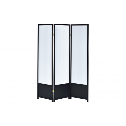 Coaster - 3-Panel Folding Floor Screen in Translucent/Black