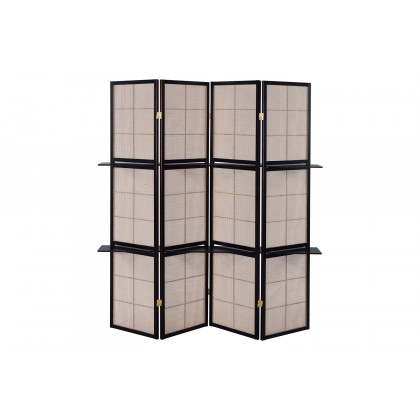 Coaster - 4-Panel Folding Screen With Removable Shelves in Tan/Cappuccino
