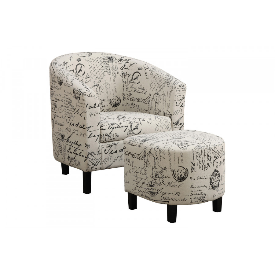 Coaster - 2-Piece Upholstered Accent Chair And Ottoman in Off White