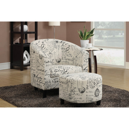 Coaster - 2-Piece Upholstered Accent Chair And Ottoman in Off White