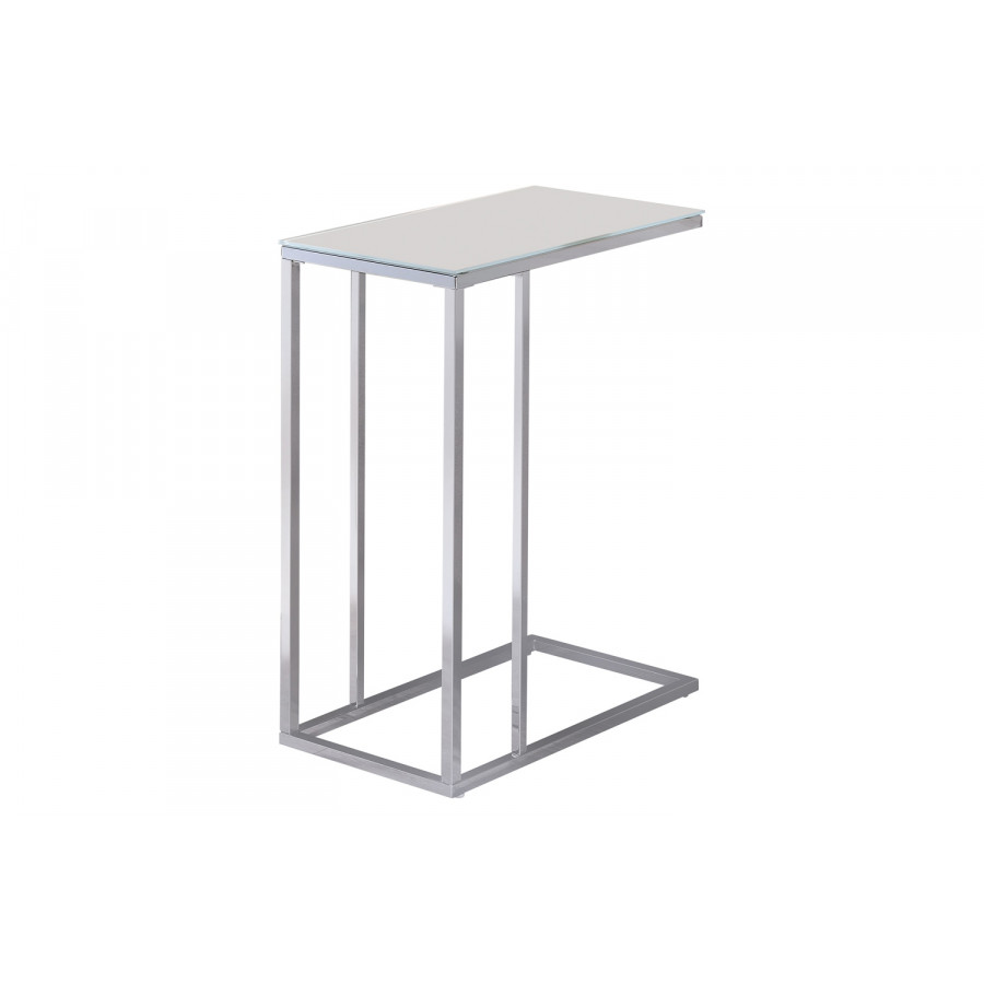 Coaster - Glass Top Accent Table in Chrome/White