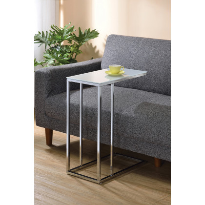 Coaster - Glass Top Accent Table in Chrome/White