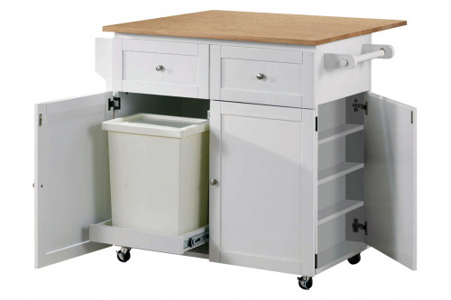 Coaster™ 3-Door Kitchen Cart With Casters - Natural Brown/White