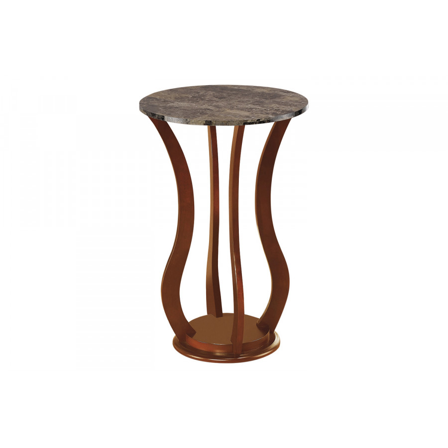Coaster - Round Marble Top Accent Table in Brown