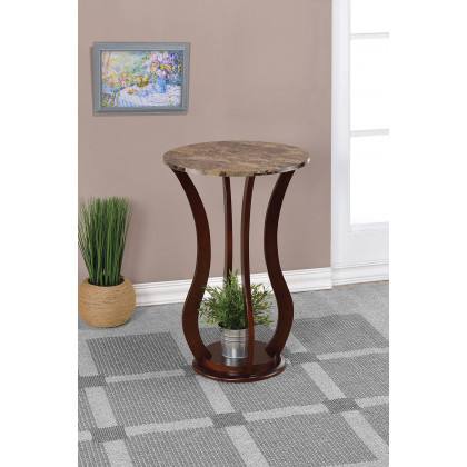 Coaster - Round Marble Top Accent Table in Brown