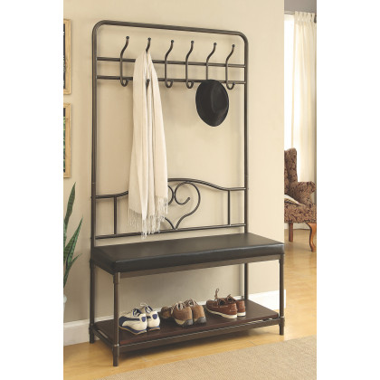 Coaster - Hall Tree With 6-Hook in Dark Walnut/Dark Bronze