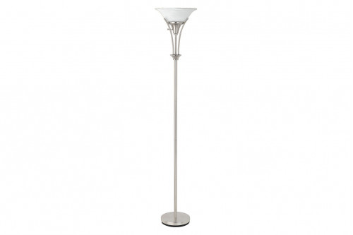 Coaster™ Floor Lamp With Frosted Ribbed Shade - Brushed Steel