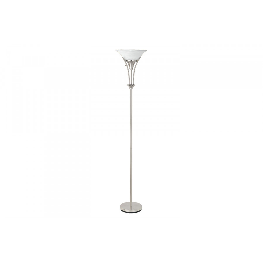 Coaster - Floor Lamp With Frosted Ribbed Shade in Brushed Steel