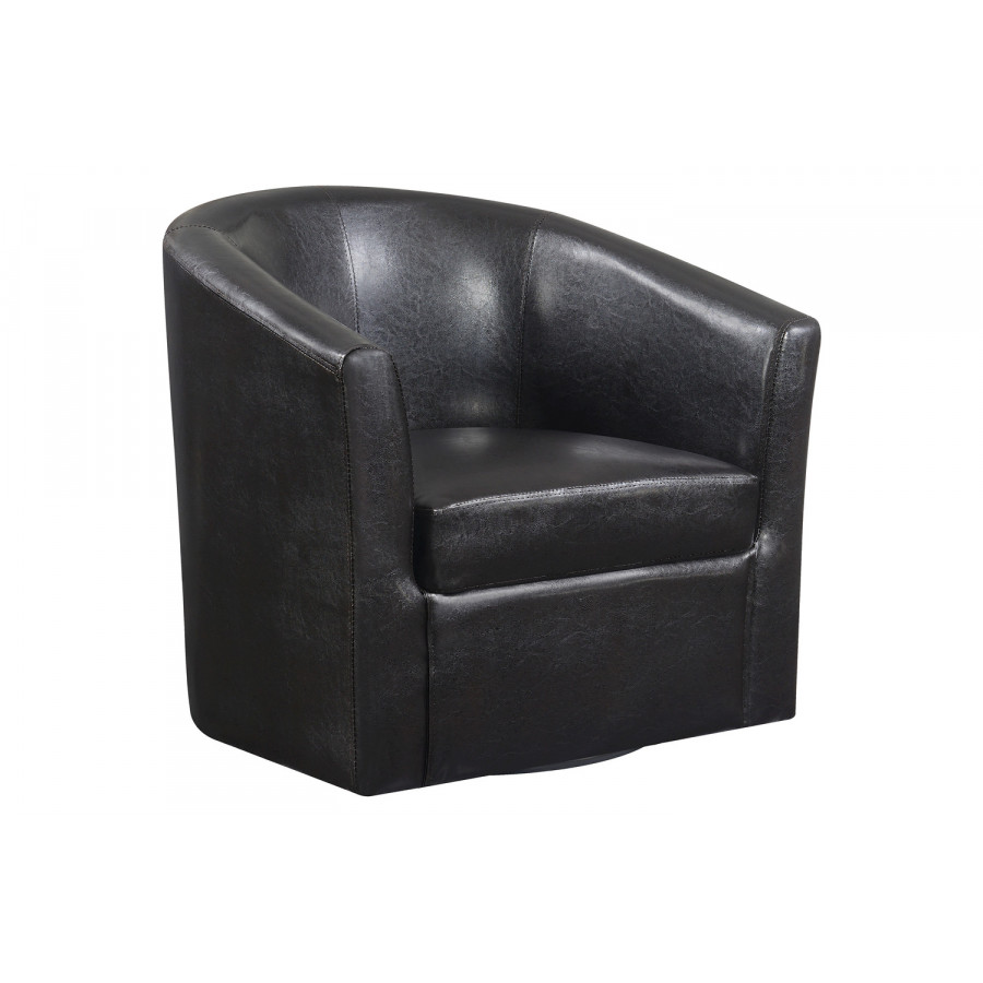 Coaster Upholstery Sloped Arm Accent Swivel Chair - Dark Brown
