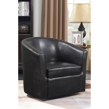 Coaster Upholstery Sloped Arm Accent Swivel Chair - Dark Brown