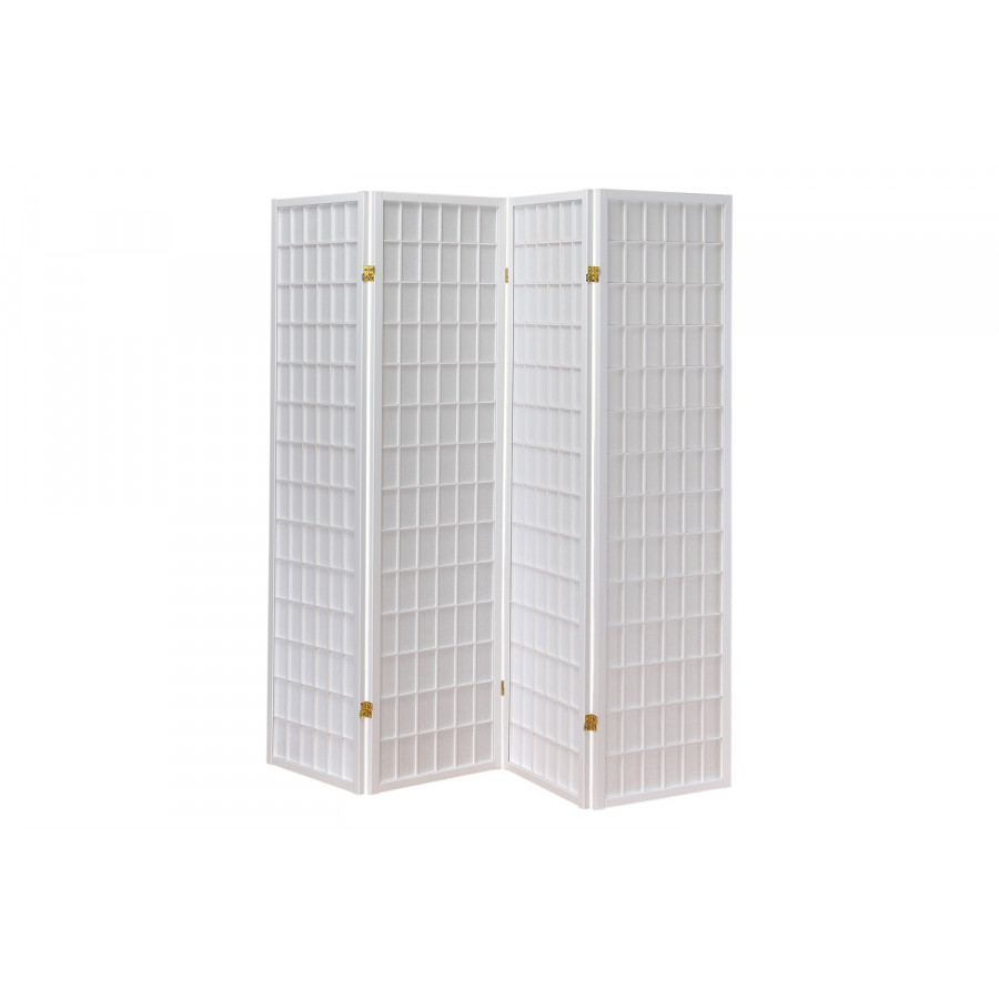 Coaster 4-Panel Folding Screen - White