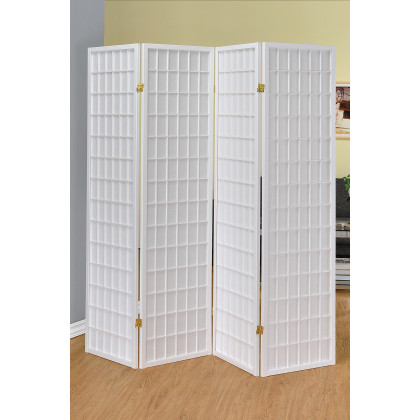 Coaster 4-Panel Folding Screen - White