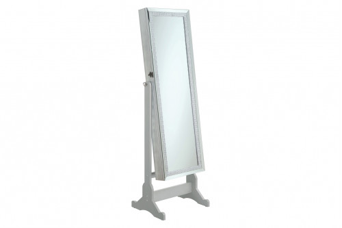 Coaster™ Jewelry Cheval Mirror With Crytal Trim - Silver