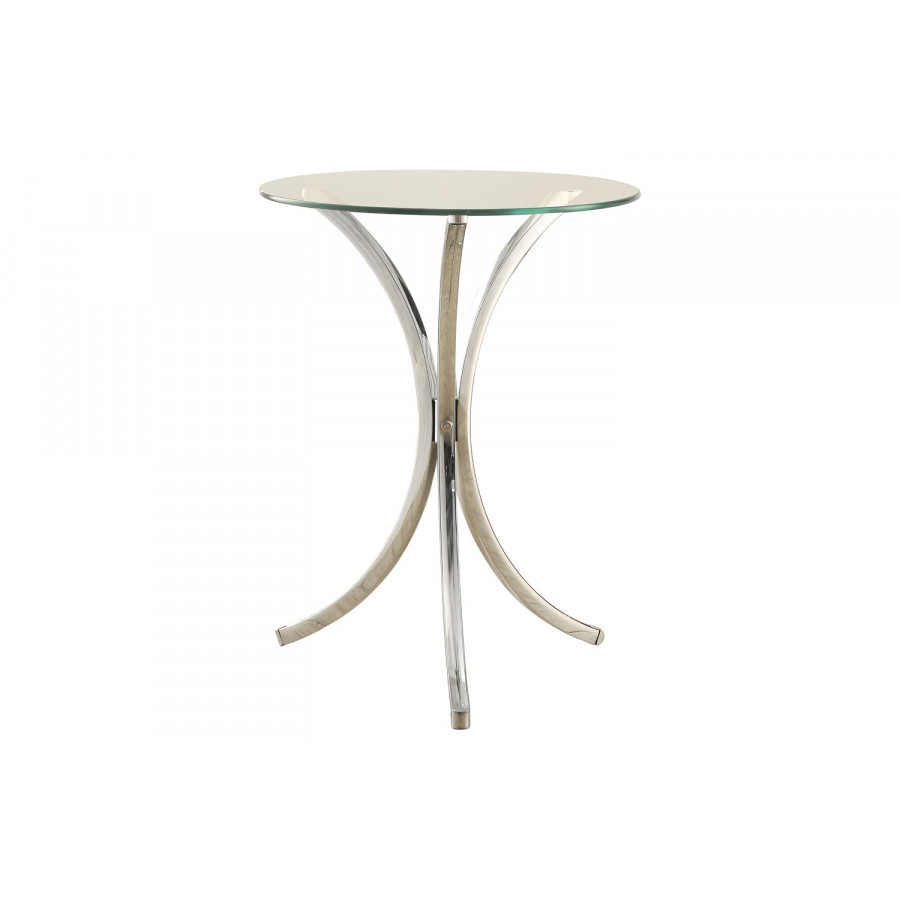 Coaster - Round Accent Table With Curved Legs in Chrome
