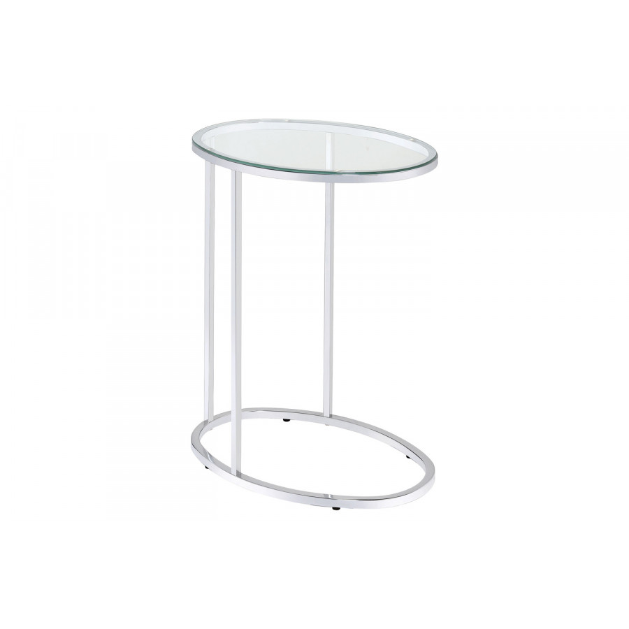 Coaster - Oval Snack Table in Chrome/Clear